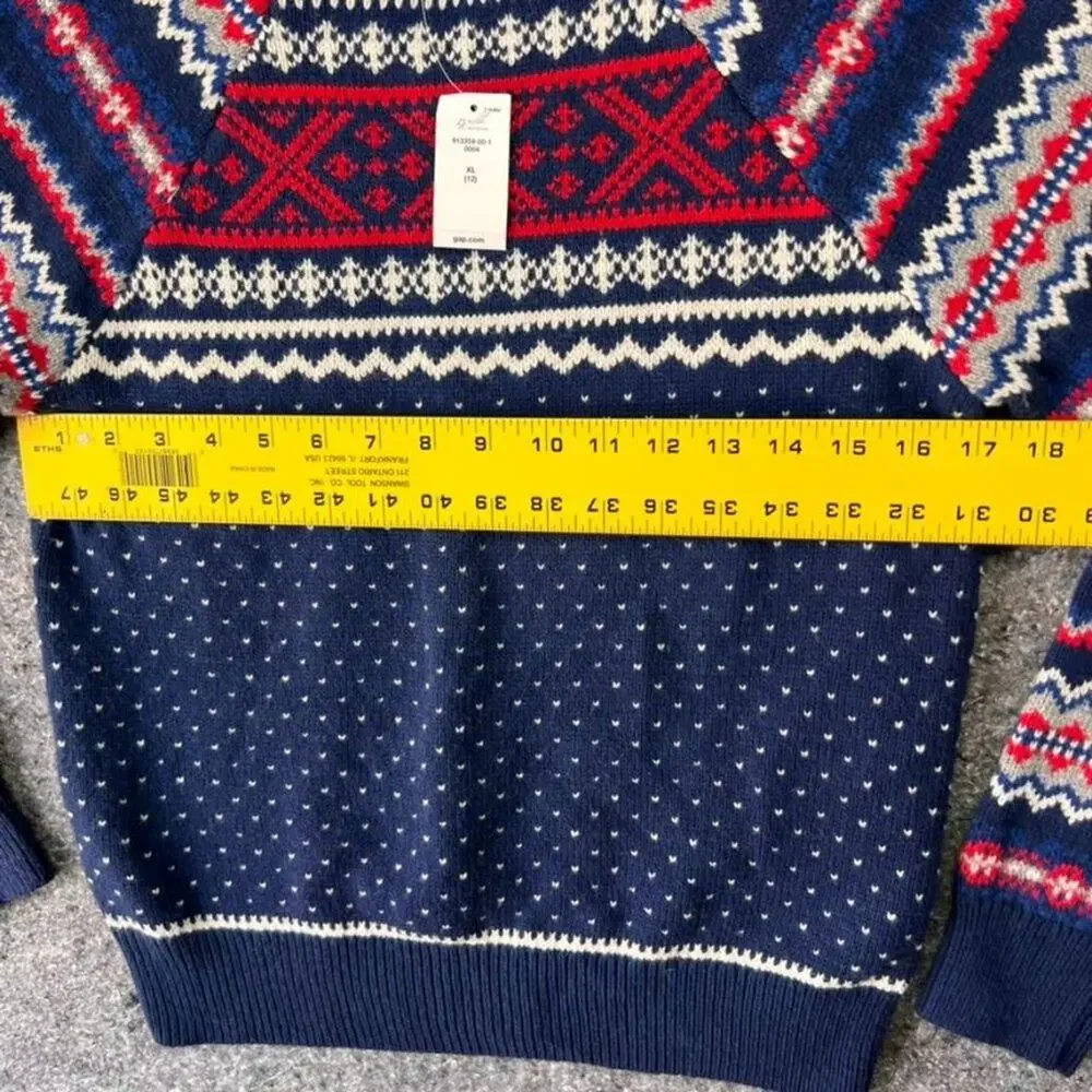 GAP Sweater Unisex Kids XL Wool Blend Fairisle Elysian Blue Multicolor Holiday